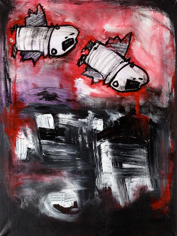 Pene-Penys, quadro in tecnica mista dell'artista marchigiano Andres Hunger